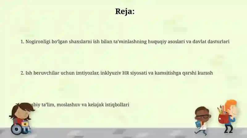 Nogironligi boʻlgan shaxslarni bandligini taʼminlash 2
