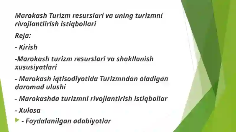 Marokash Turizm faoliyati 2