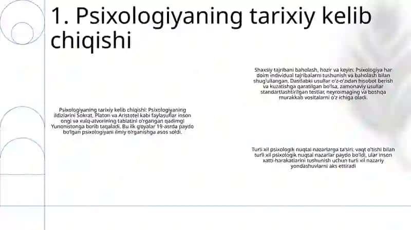 OʻTmish Va Bugunning Individual Tajribasini Baholash, Turli Xil Psixologik YoʻNalishlarga TaʼSiri 2
