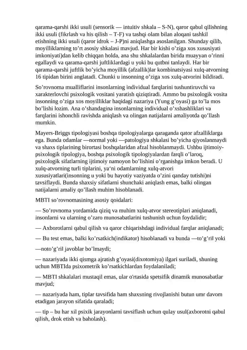 8-Amaliy mashg’uloti: Mayers-Briggs tipologik so'rovnomasi 2
