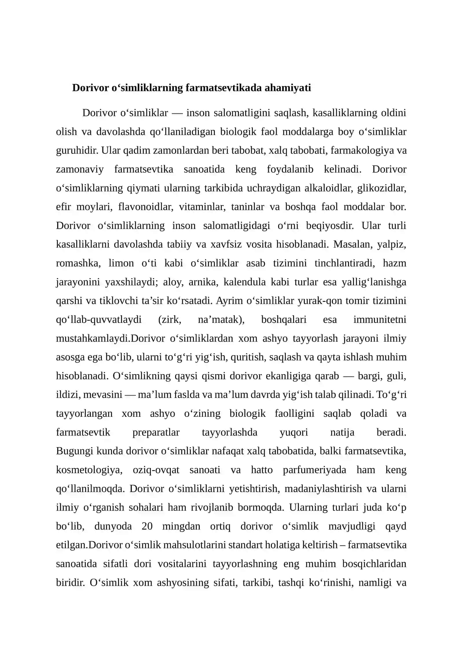 Dorivor o'simlik maxsulotlarini standart holatga keltirish usullari 2