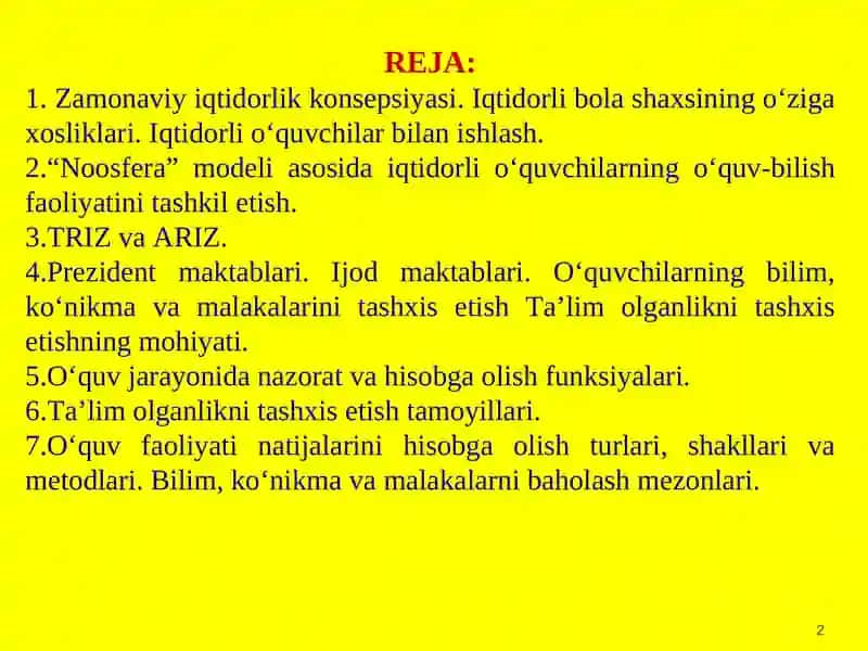 IQTIDORLI O‘QUVCHILARNI O‘QITISH (EDUCATION OF GIFTED CHILDREN) 2