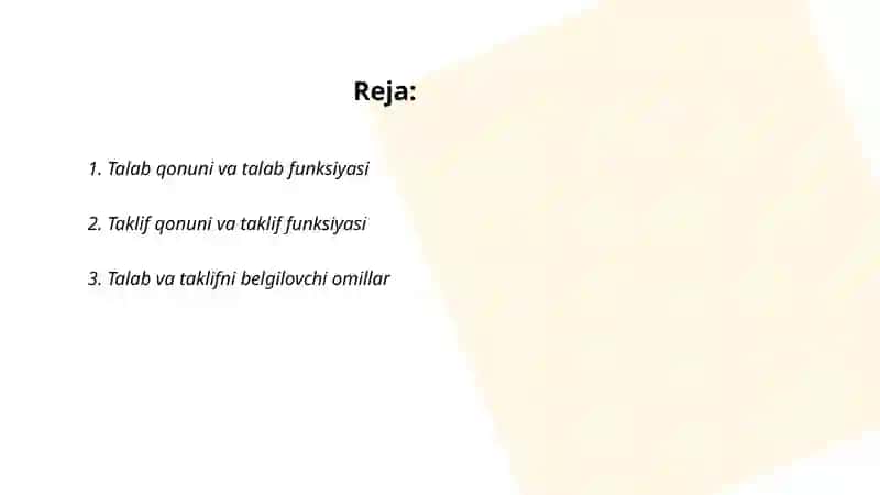 Talab va taklif nazaryasi 2