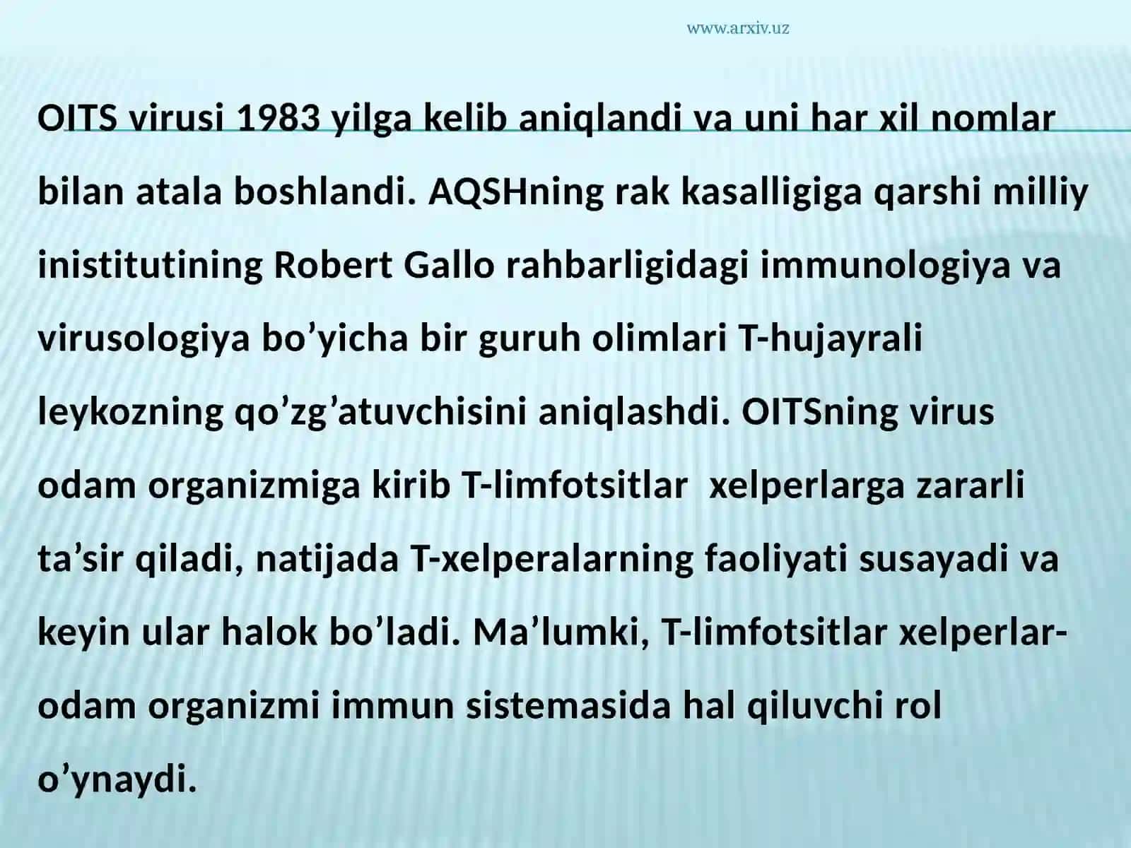 OITSning  belgilari, oldini olish, davosi profilaktikasi 2