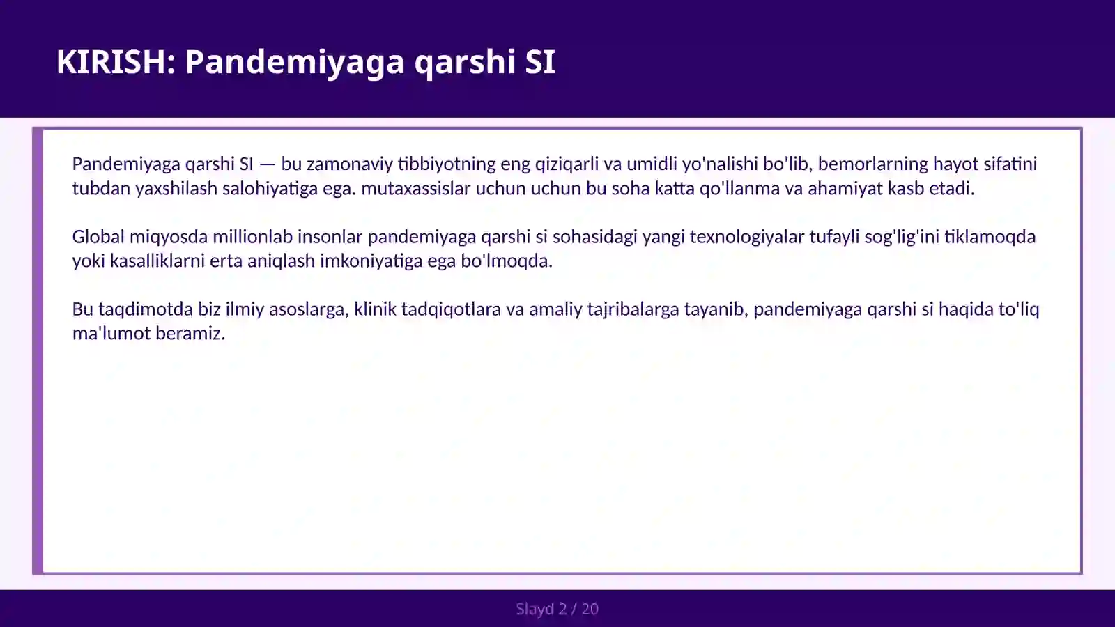 Pandemiyaga qarshi SI 2
