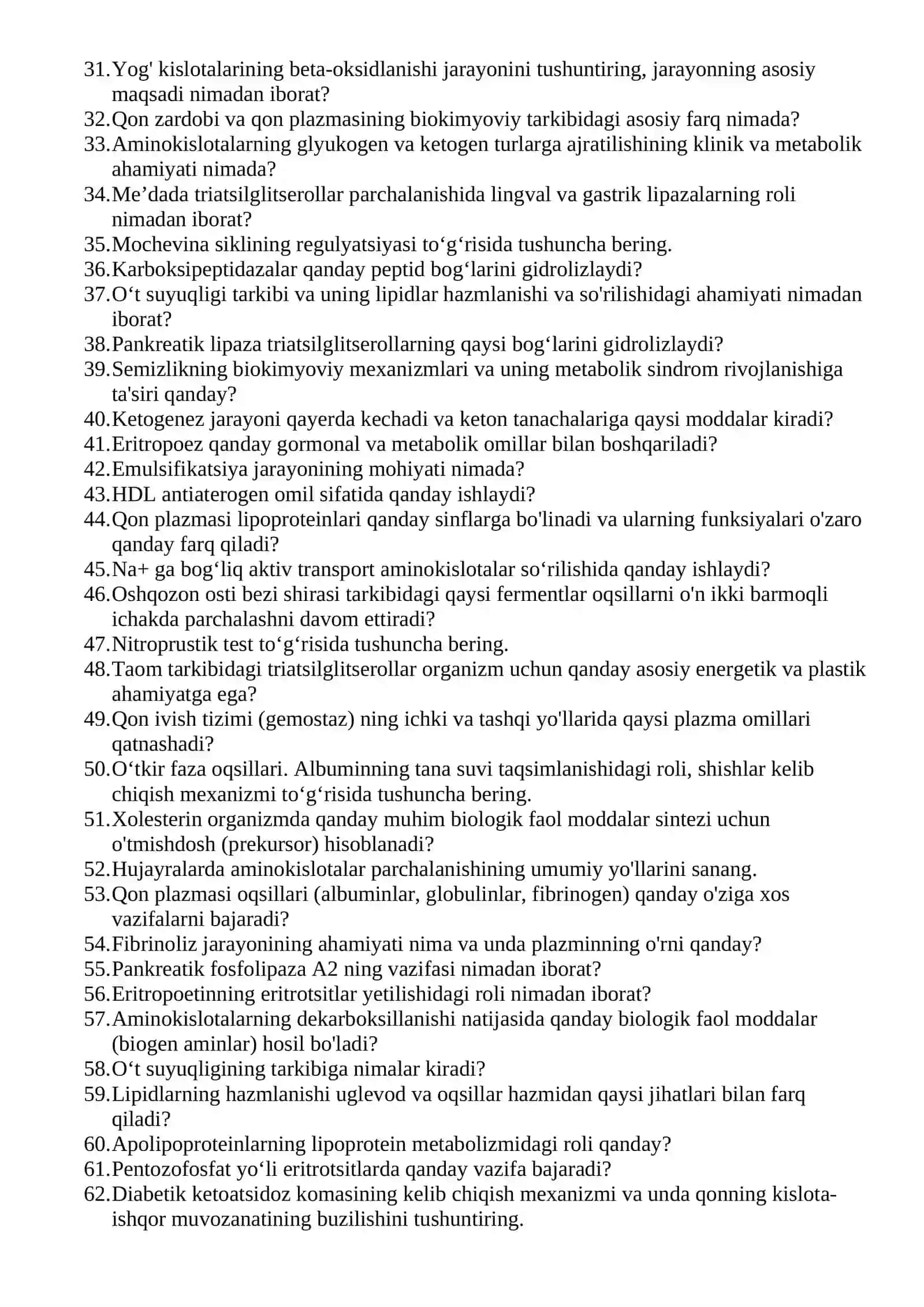 4-Semestr uchun ON savollari 2