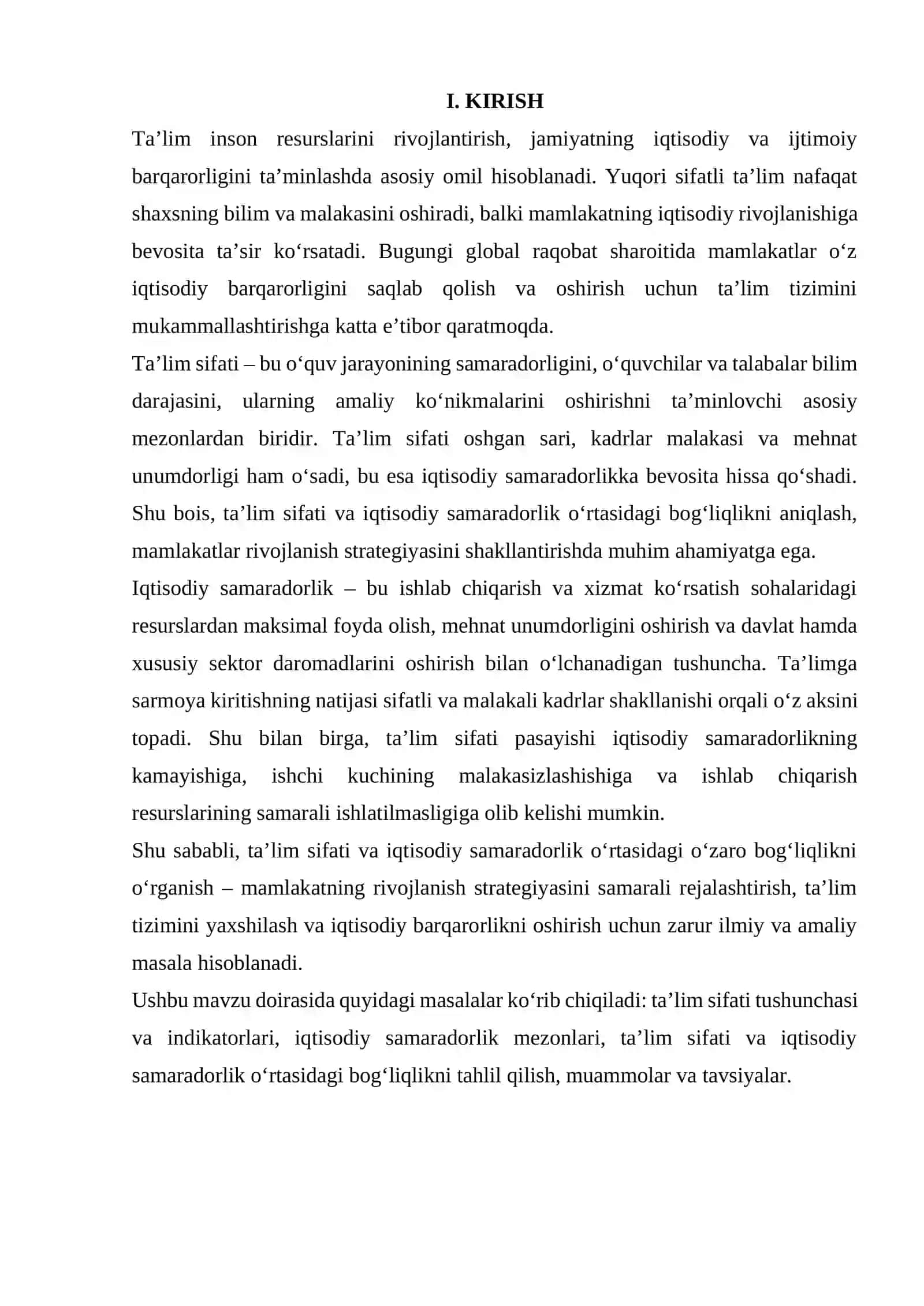 Ta’lim sifati va iqtisodiy samaradorlik o'rtasidagi bog'liqlik 2