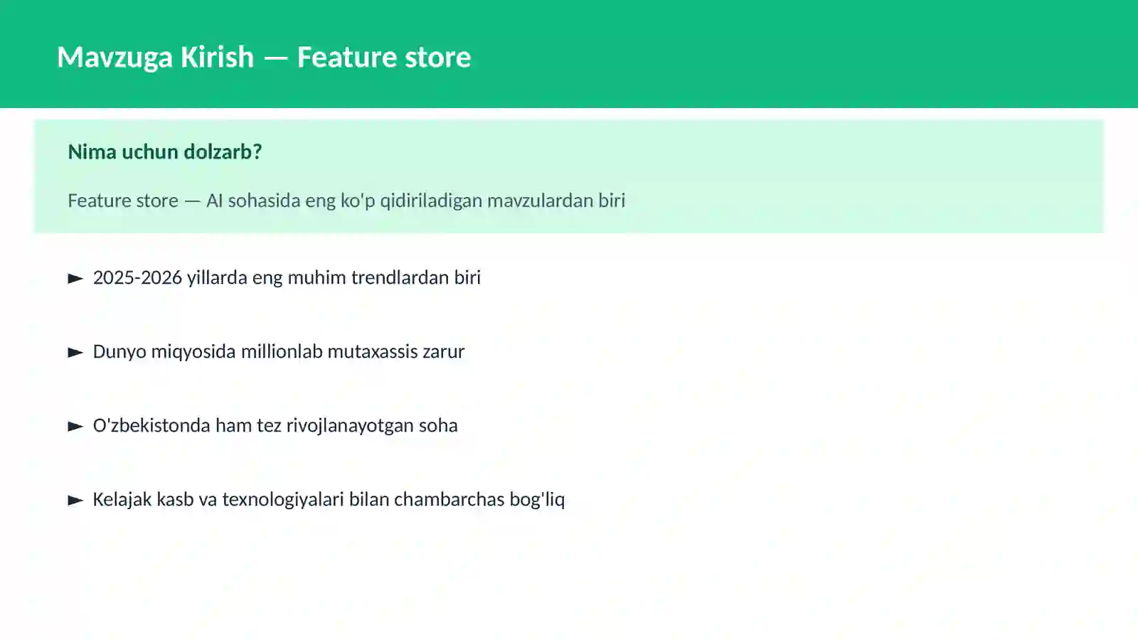 Feature store 2