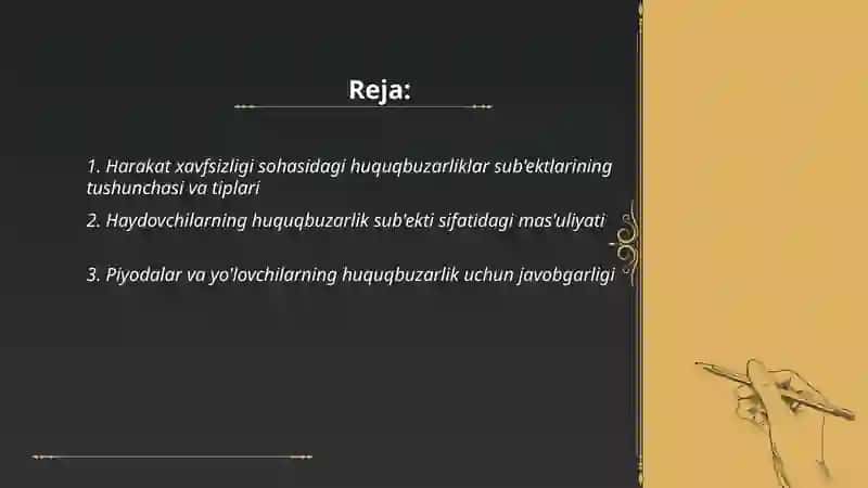 Harakat xavfsizligi sohasidagi xuquqbuzarliklar sub'ektlari 2