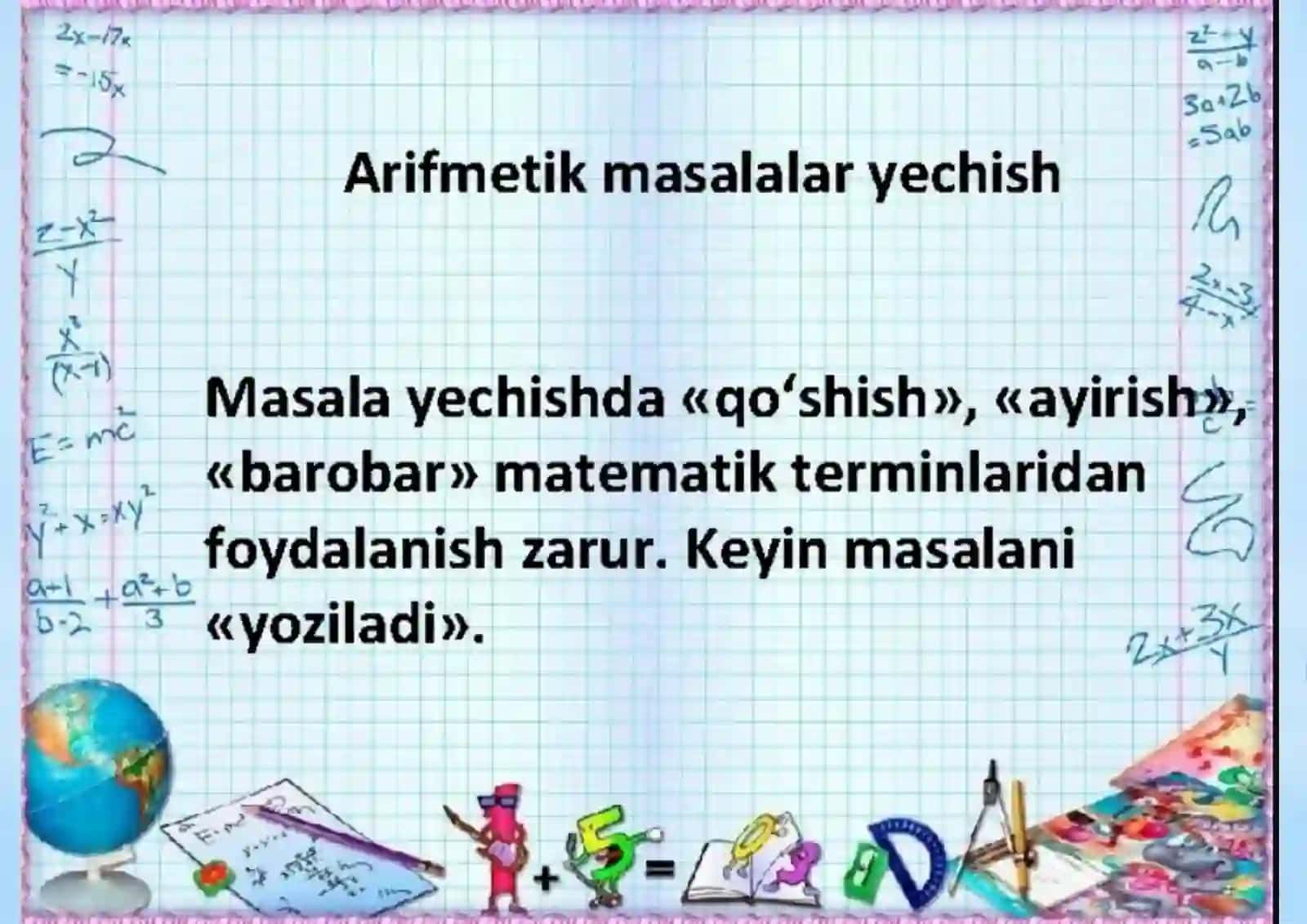 Arifmetik amallarni bajarish metodikasi. Kopaytirishning o'rin almashtirish xossasi.Bir xonali sonlarni kopaytirish jadvali va Unga mos misollar. 2