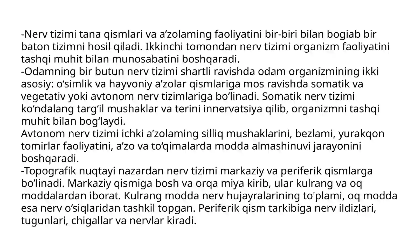Markaziy nerv tizmining funksional anatomiyasi haqida 2