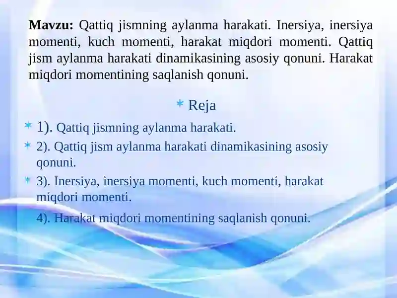 Qattiq jismning aylanma harakati 2