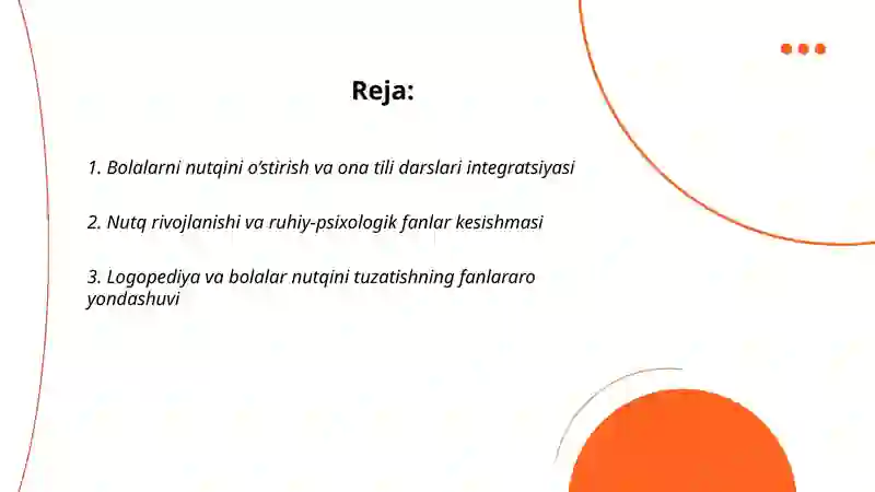 Bolalarni nutqini o’stirish fanining fanlar kesimida tutgan o’rni 2