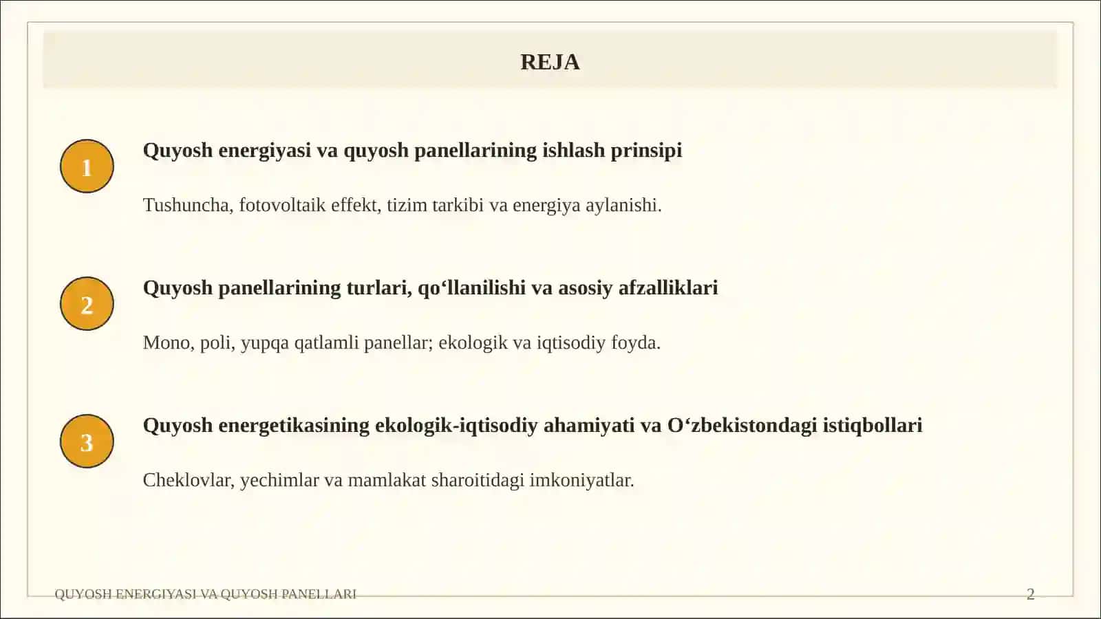 QUYOSH ENERGIYASI VA QUYOSH PANELLARI 2