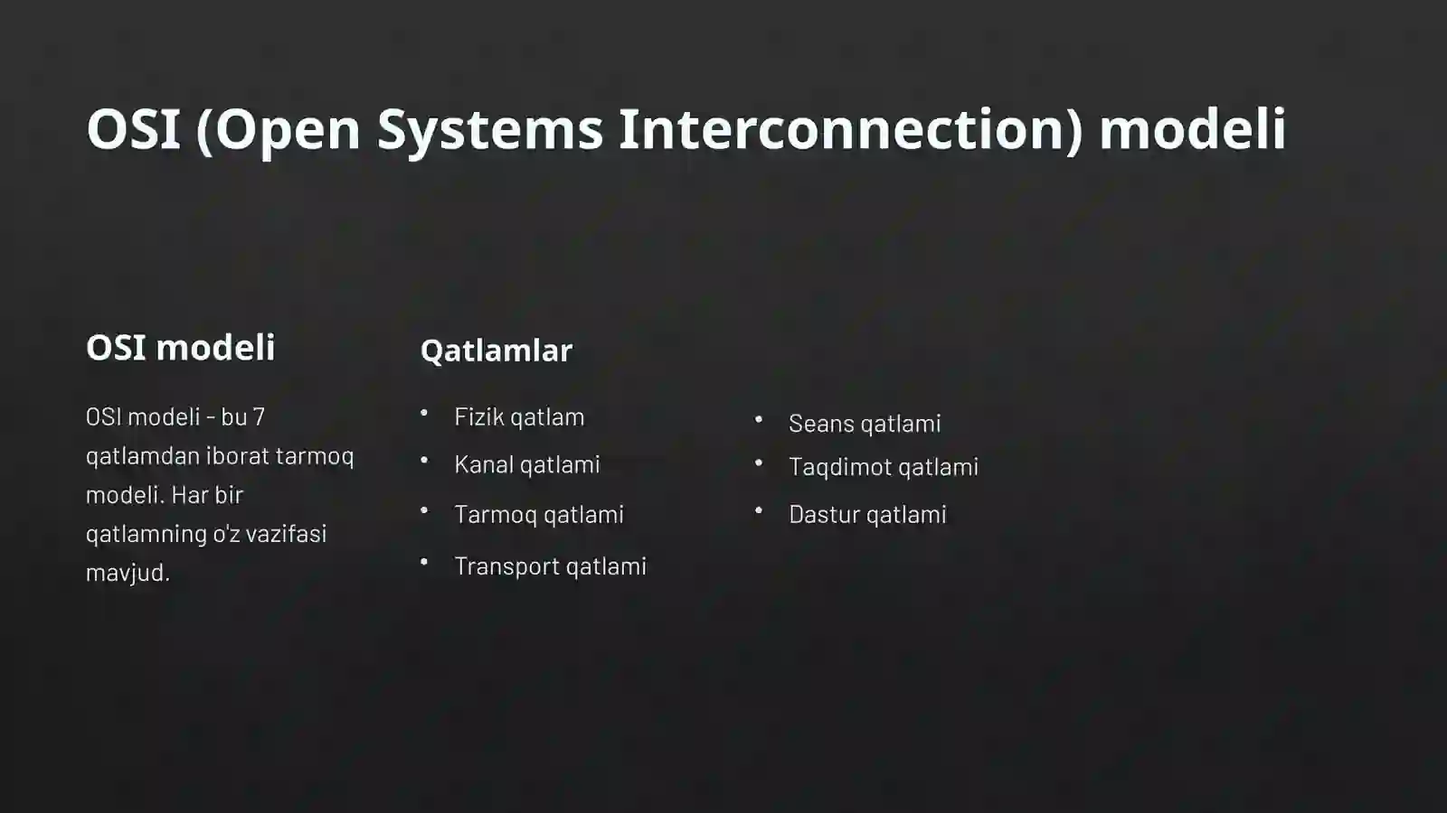 OSI va TCP/IP Modellari: Tarmoq Xavfsizligidagi O'rni 2
