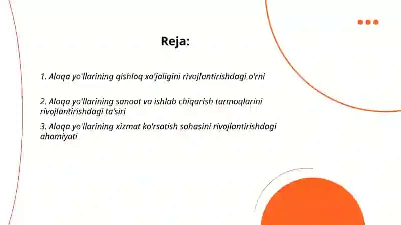 Aloqa yo'llarining iqtisodiyot tarmoqlarini rivojlantirishdagi o'rni 2