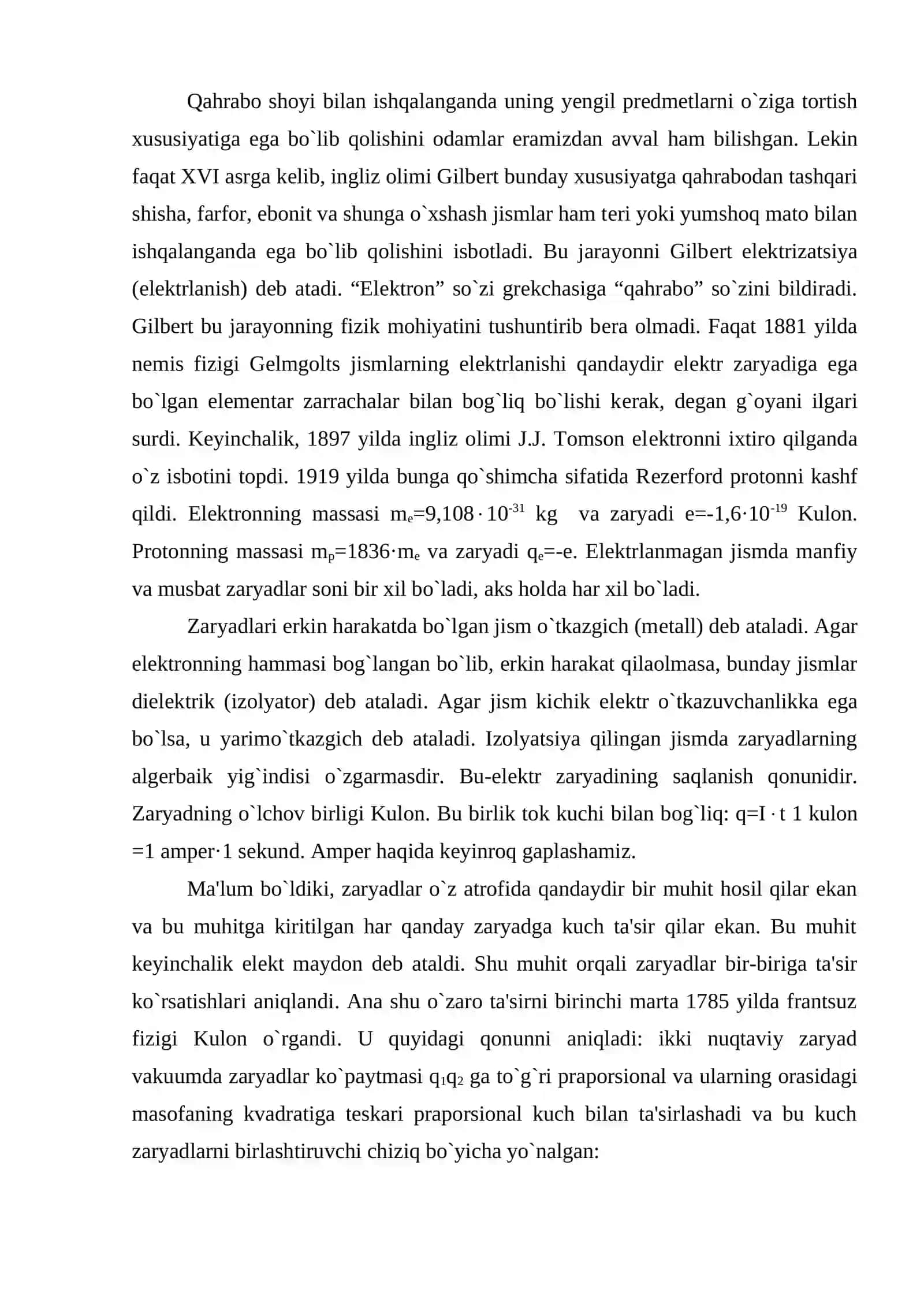 Elеktr maydon va kulon qonuni 2