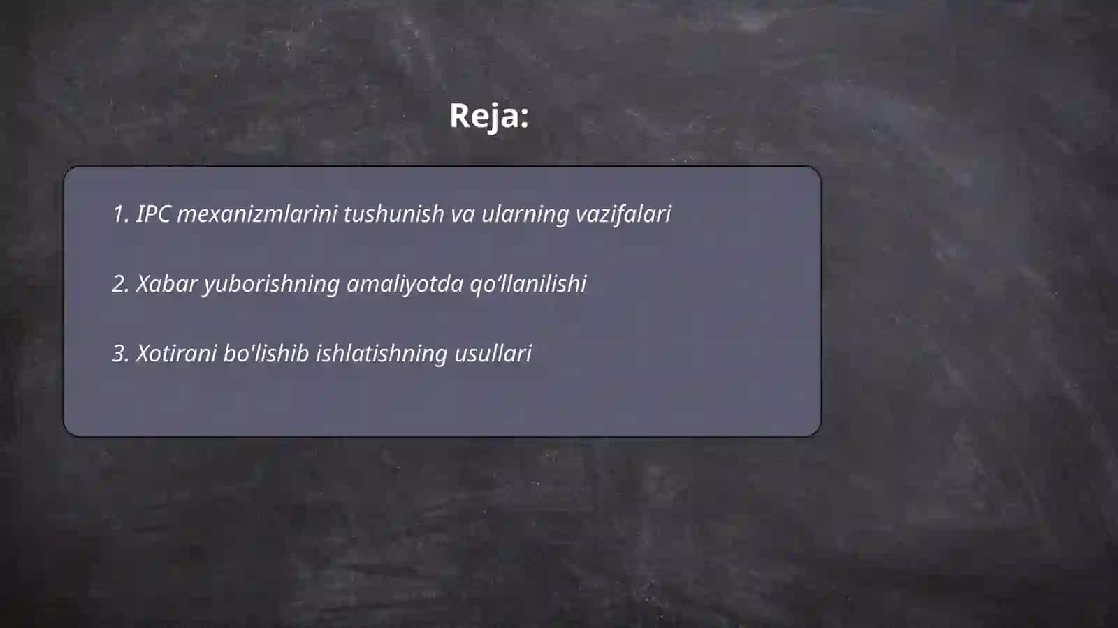 IPC mexanizmlarini amaliyotda qoʻllash (Message passing shared memory) 2