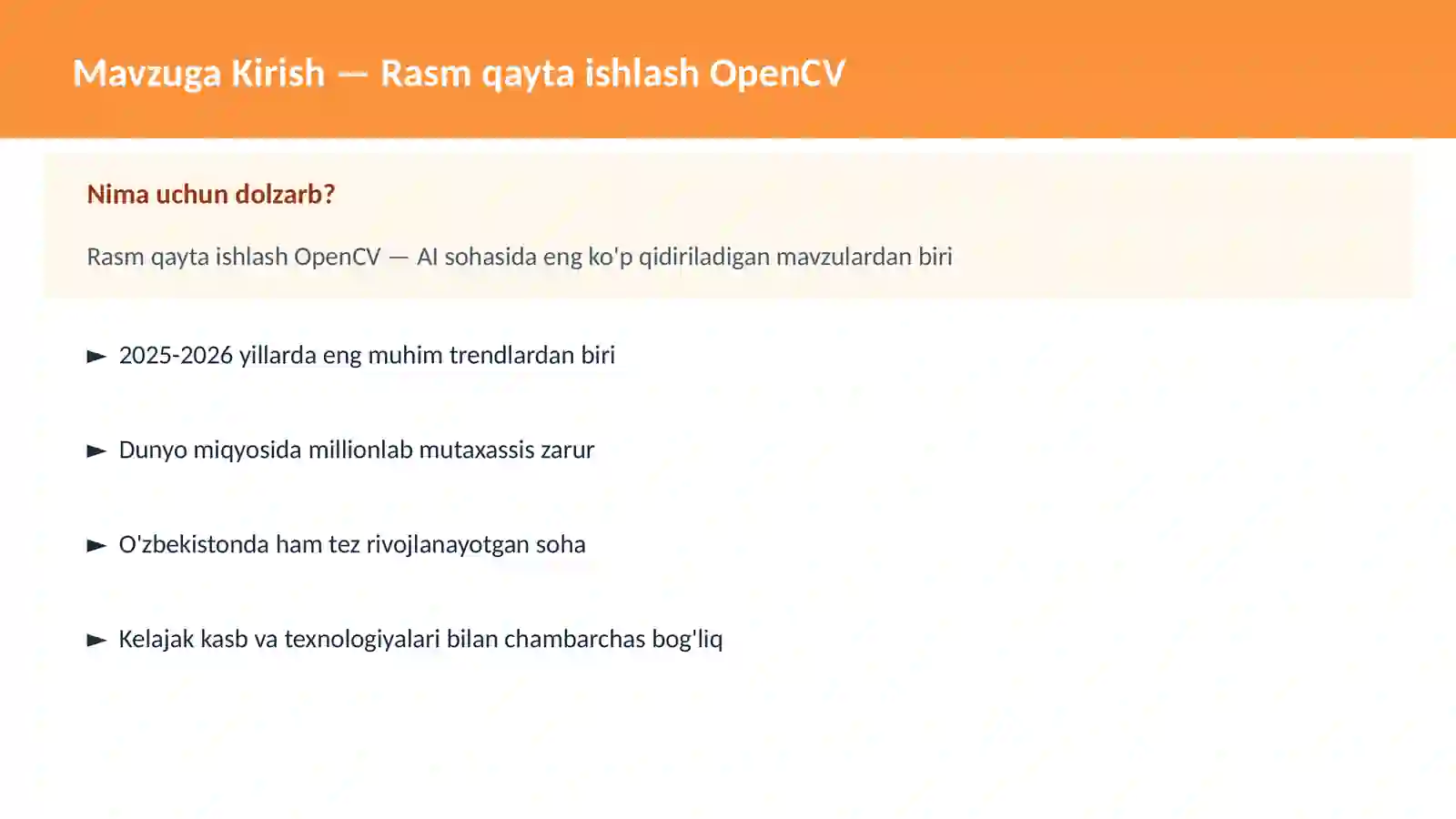 Rasm qayta ishlash OpenCV 2