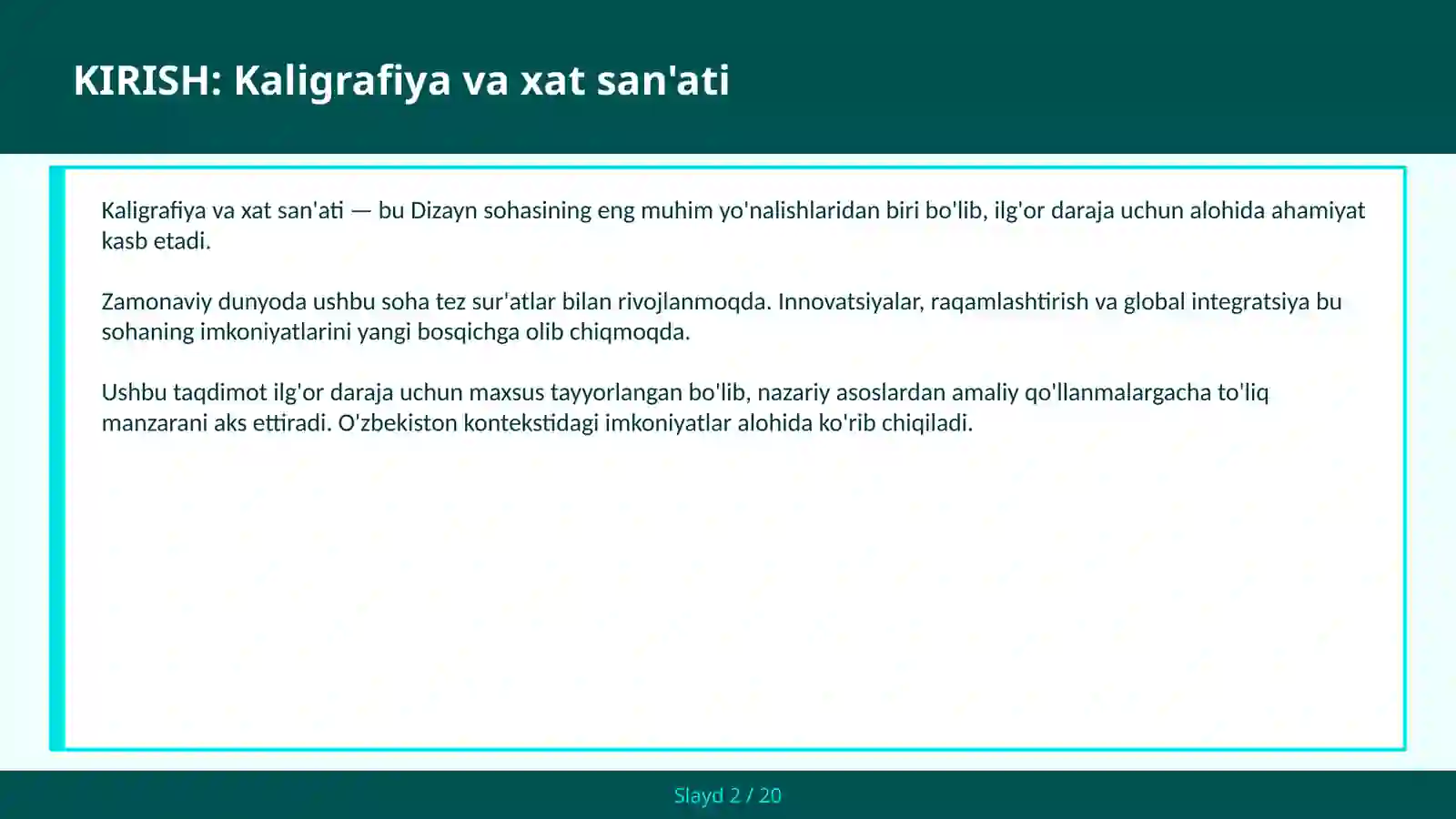 Kaligrafiya va xat san'ati 2
