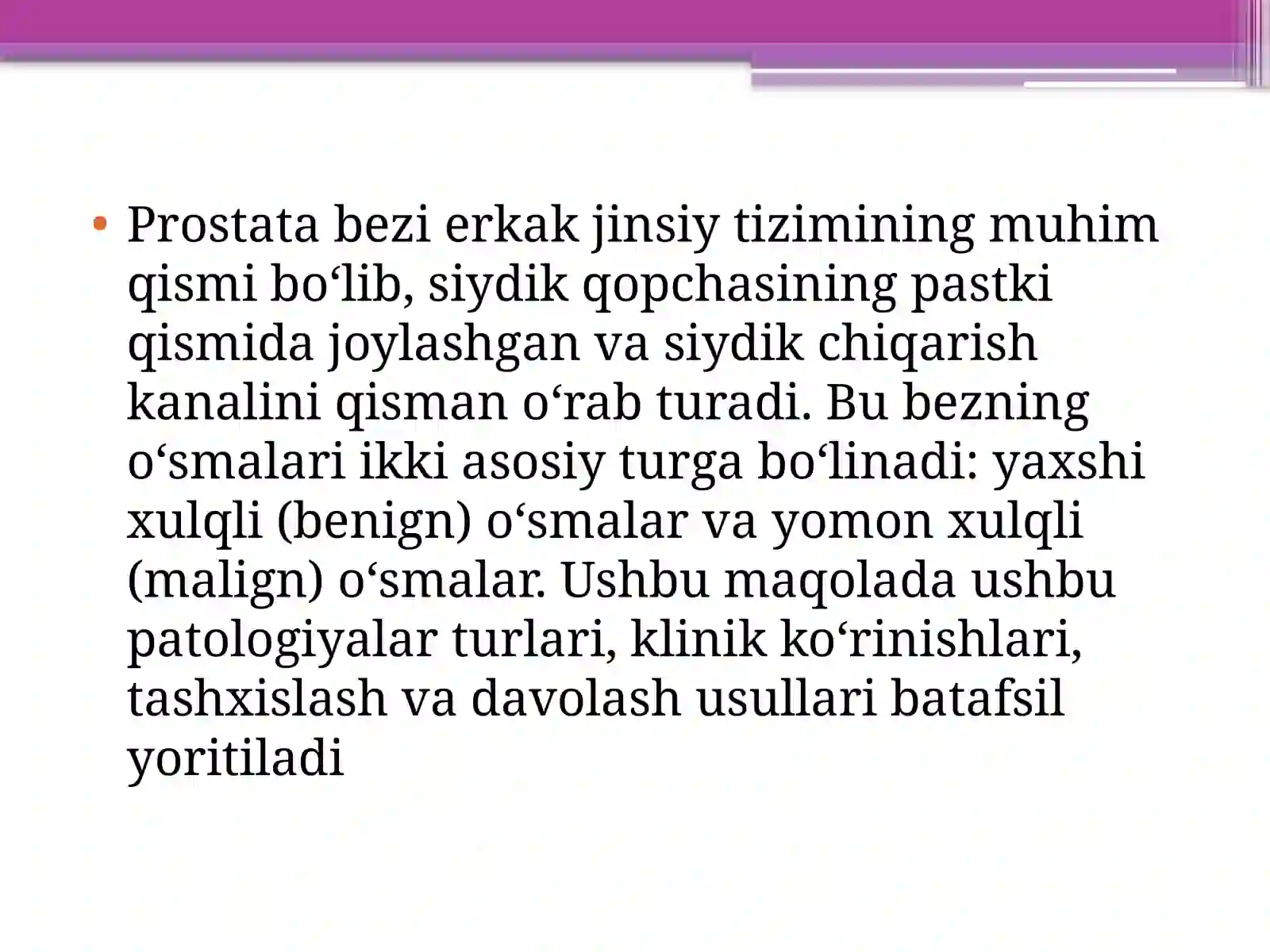 Prostata bezi o’smalari 2