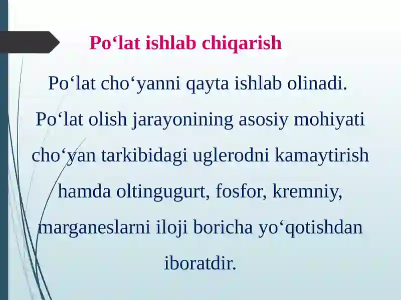 Po‘lat ishlab chiqarish 2