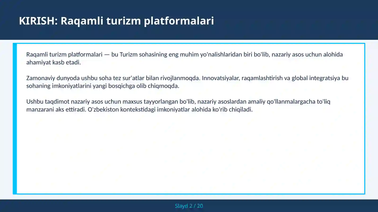 RAQAMLI TURIZM PLATFORMALARI 2
