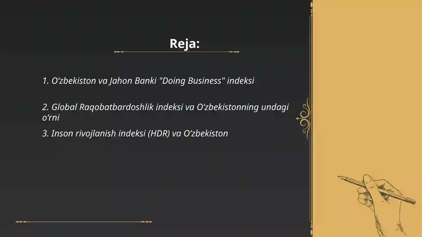 Iqtisodiy va ijtimoiy sohadagi ustuvor xalqaro reytinglar va ularga Oʻzbekistonning integratsiyalashuvi 2