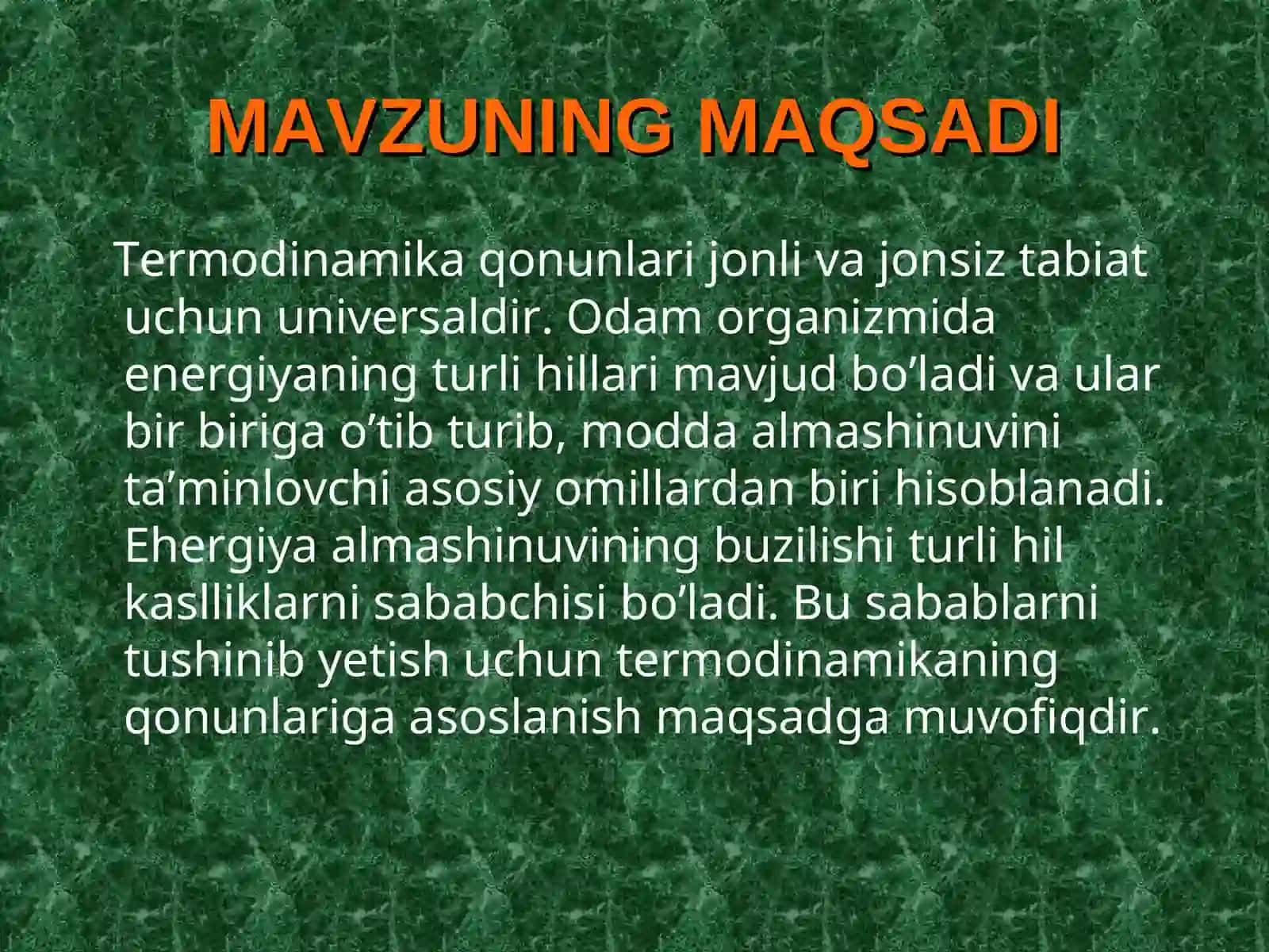 KIMYOVIY TERMODINAMIKA VA BIOENERGETIKA 2