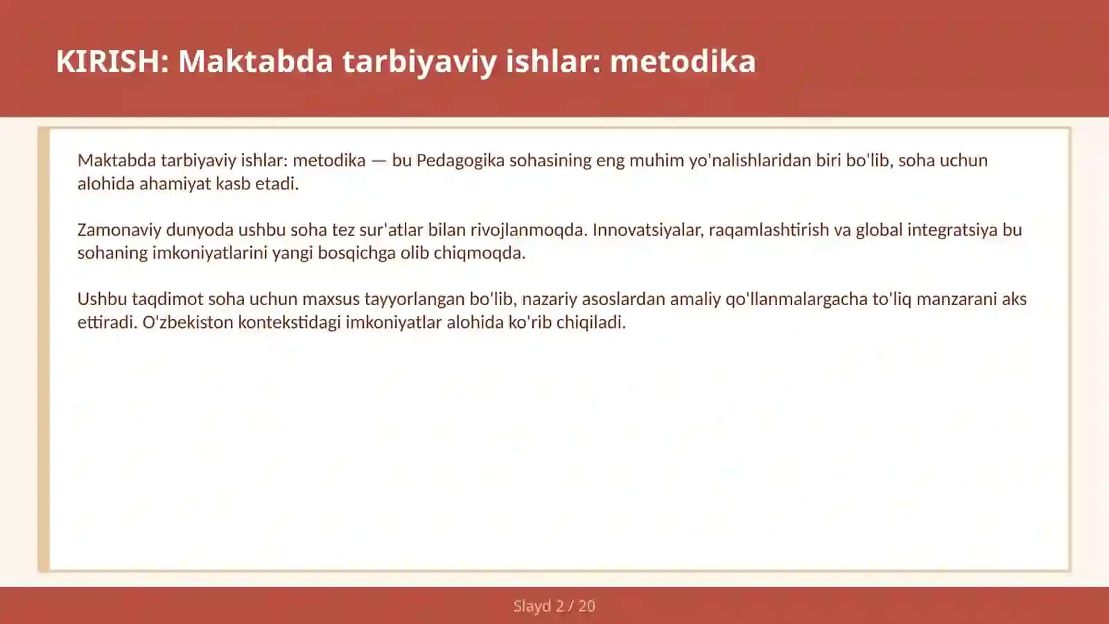 Maktabda tarbiyaviy ishlar: metodika 2