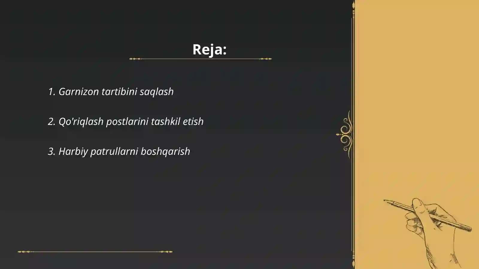 Garnizon va qolavul xizmztini o'tash va tashkil etish 2