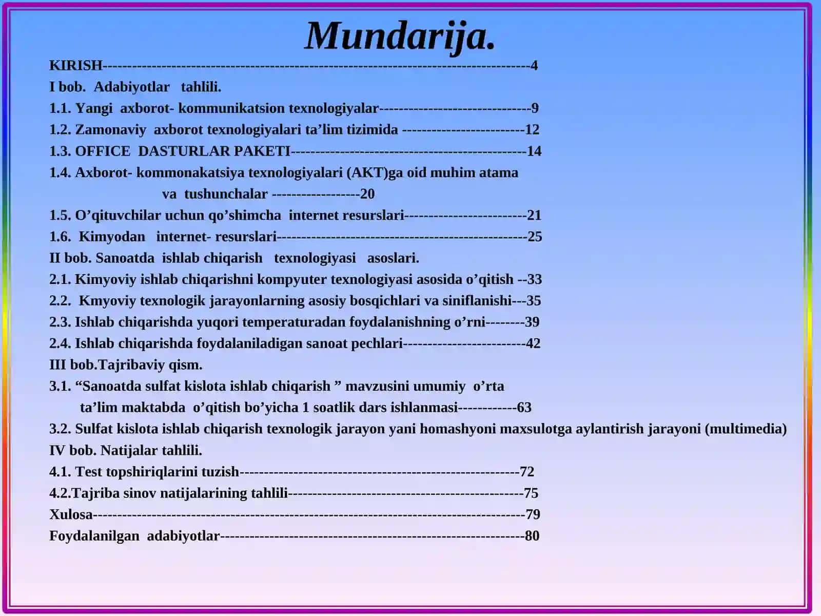 Umumiy o’rta ta’lim maktabida kimyoviy ishlab chiqarishni kompyuter texnologiyasi asosida o’qitish 2