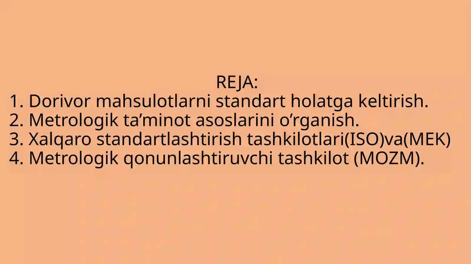 AMALIY MASHG’ULOT DORIVOR O’SIMLIK MAHSULOTLARINI STANDART HOLATGA KELTIRISH TALABLARI VA METROLOGIK TA’MINOT ASOSLARINI O’RGANISH 2