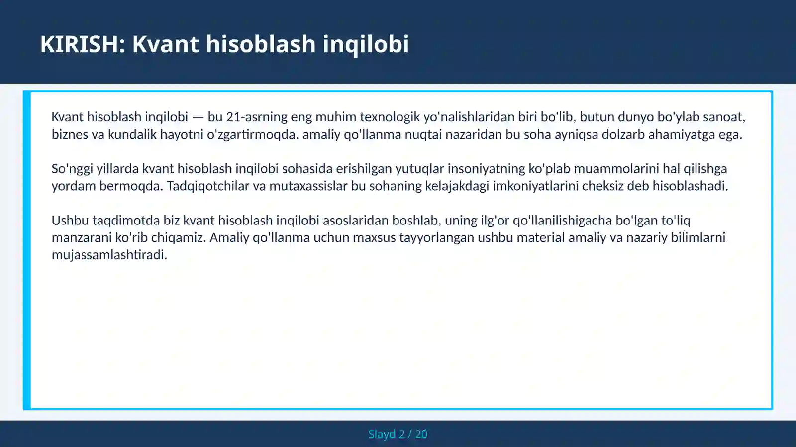 KVANT HISOBLASH INQILOBI 2