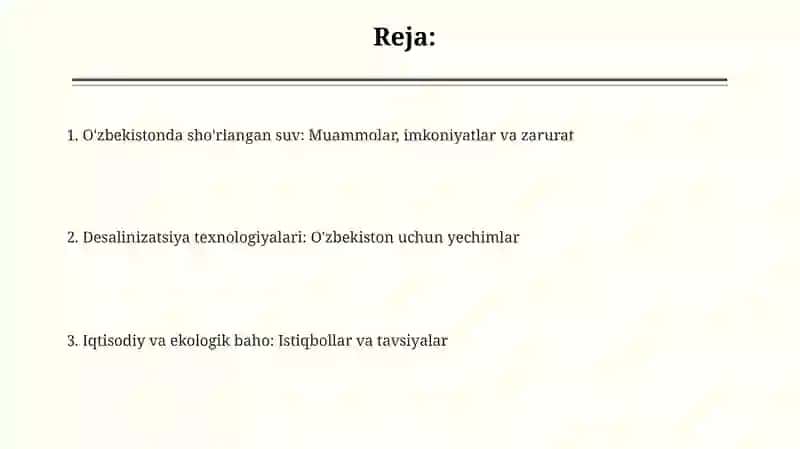 O'zbekistonda sho'rlangan suv: Muammolar, imkoniyatlar va zarurat 2