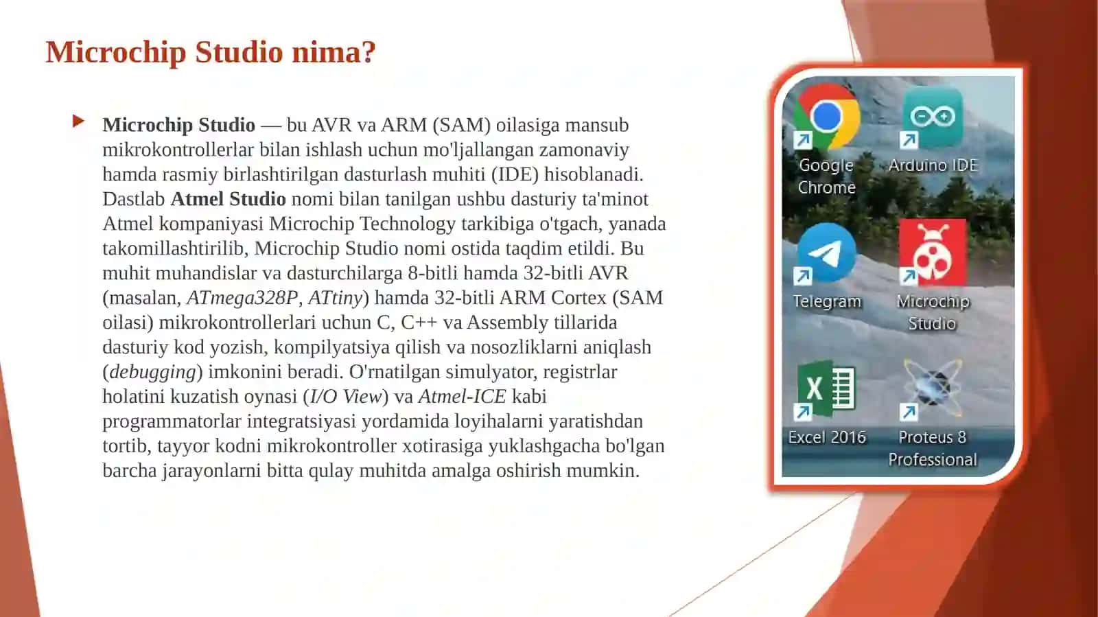 Microchip Studio dasturiy muhitining interfeysi va ish parametrlarini sozlash. 2