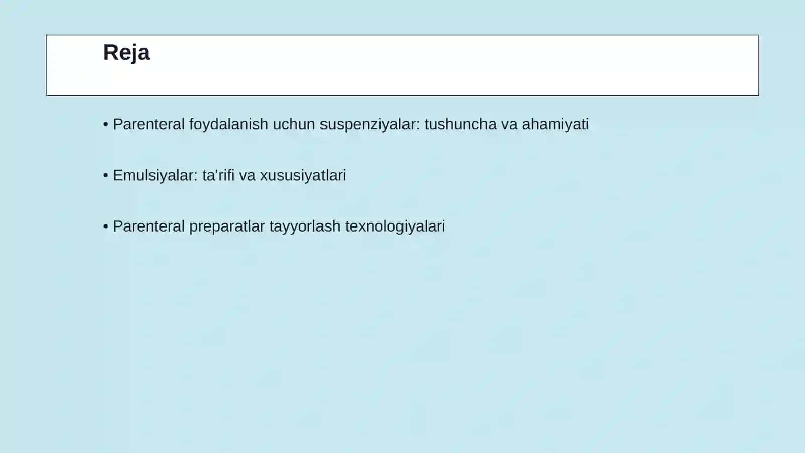 Parenteral foydalanish uchun suspenziyalar va emulsiyalar 2