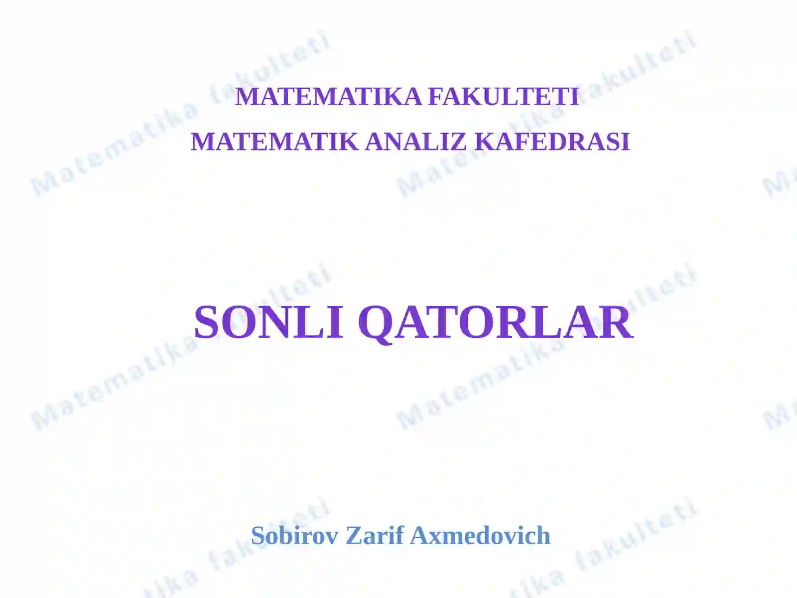 Sonli qatorlar 2