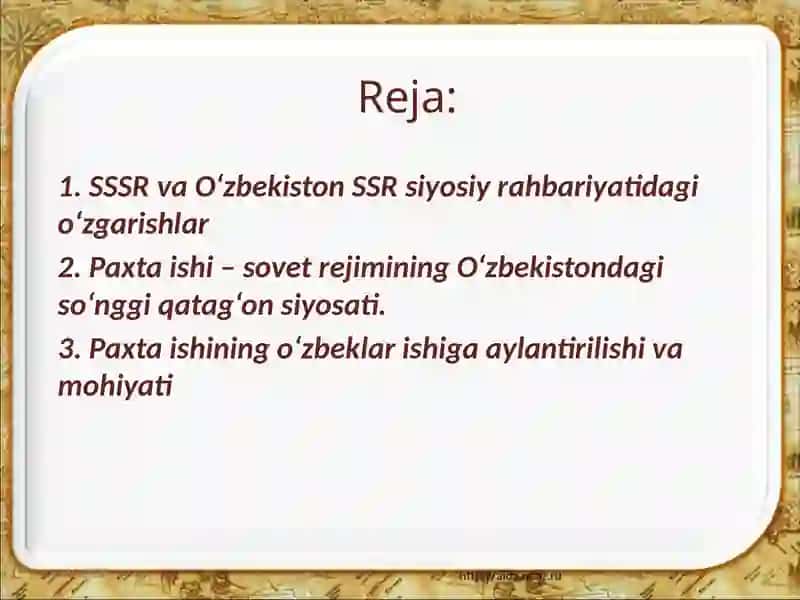 O'zbeklar ishipaxta ishi 2