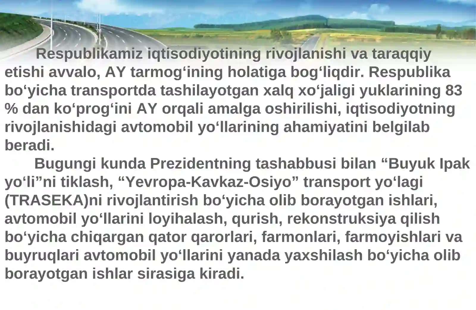 Avtomobil yoʻllarini ekspluatatsiya qilish va uning asosiy vazifalari 2