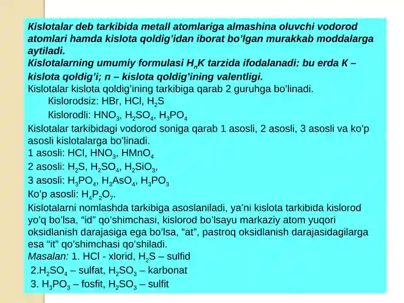 KISLOTALAR 2