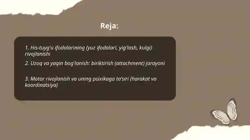 Ontegenezning (go'daklikning) ilk bosqchlarida insonning psixik rivojlanishiga xos xususiyatlari 2