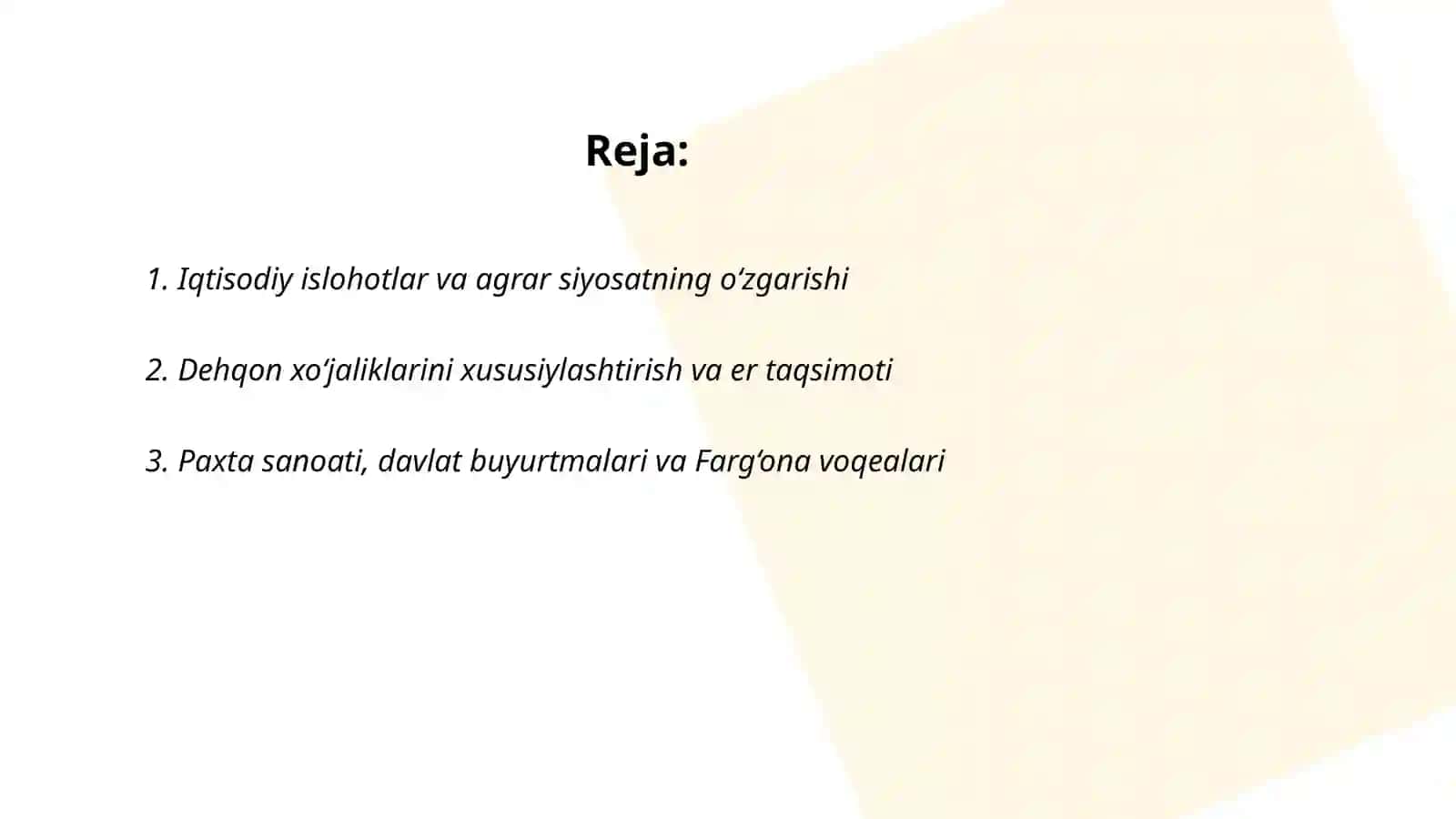 O’zbekistonda ijtimoiy-iqtisodiy hayotning keskinlashuvi va Farg’ona voqealari 2