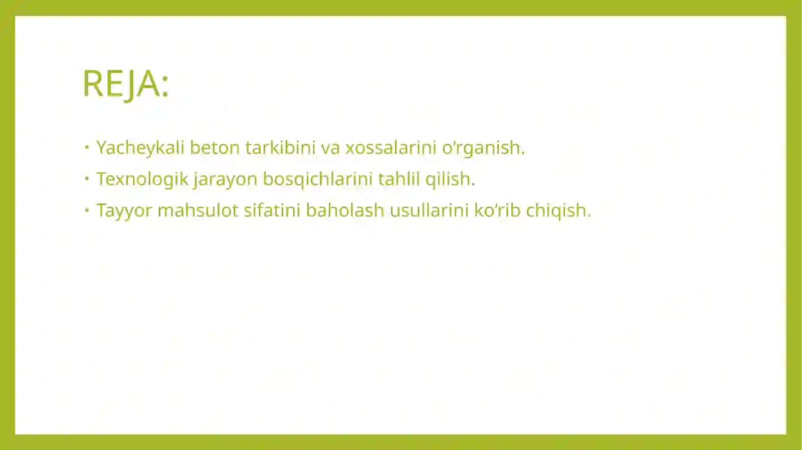 Yacheykali beton tayyorlash texnologiyasi 2