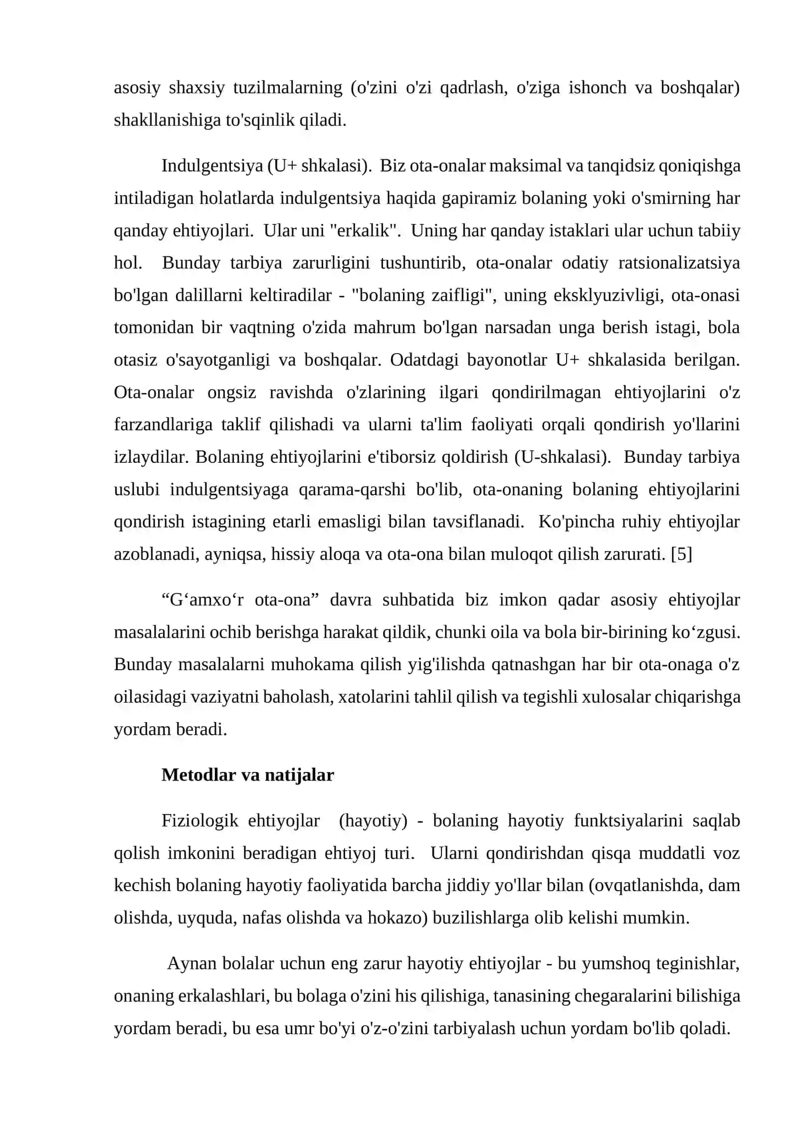 Bolalarda ehtiyojdan qoniqish darajasi va uni yuzaga keltiruvchi omillar 2