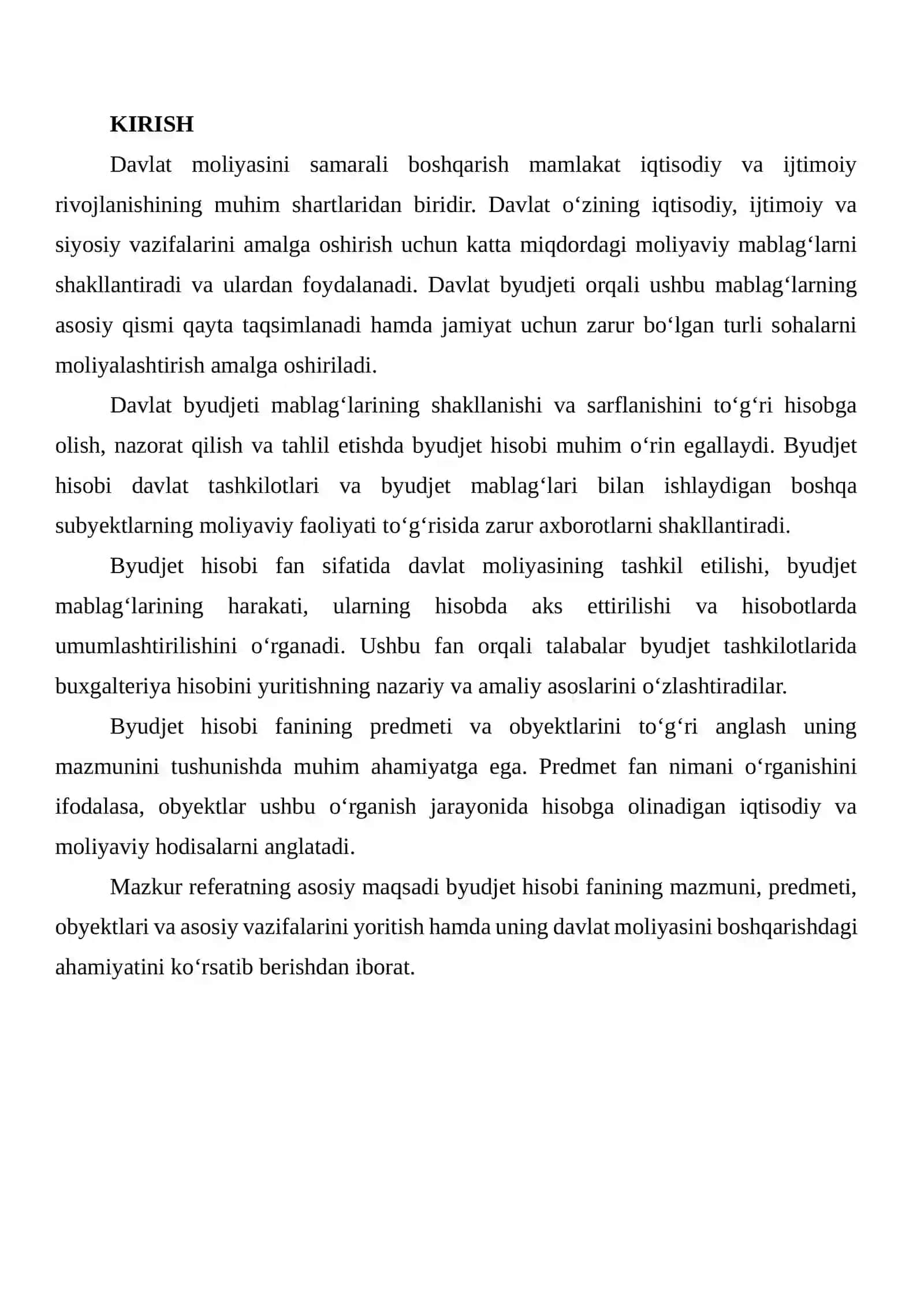 BYUDJET HISOBI FANINING PREDMETI, OBYEKTI VA VAZIFALARI 2