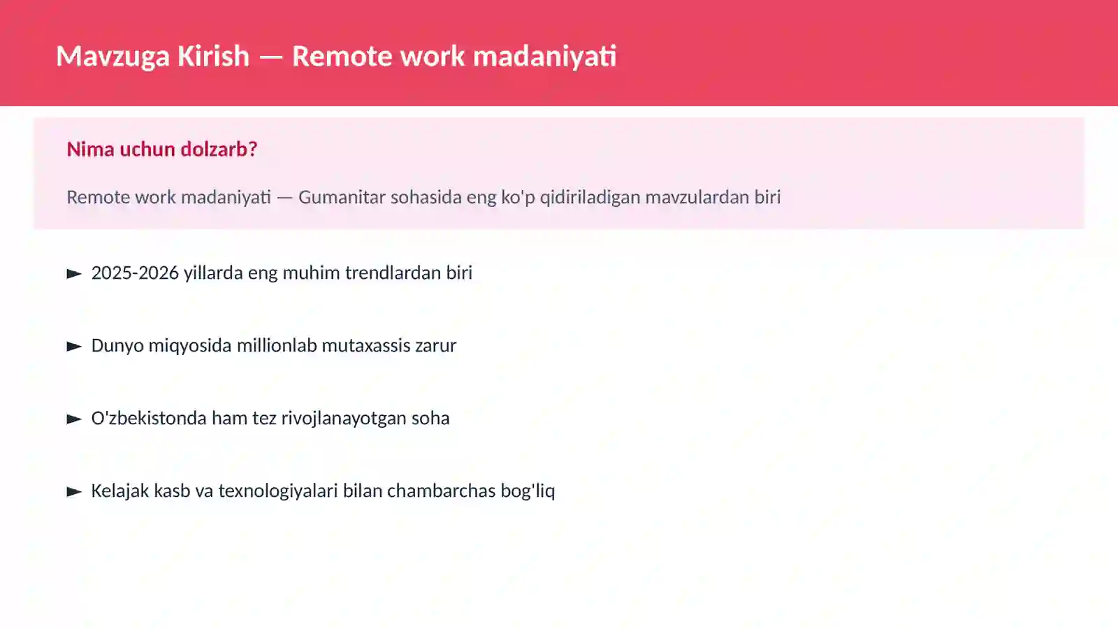 Remote work madaniyati 2