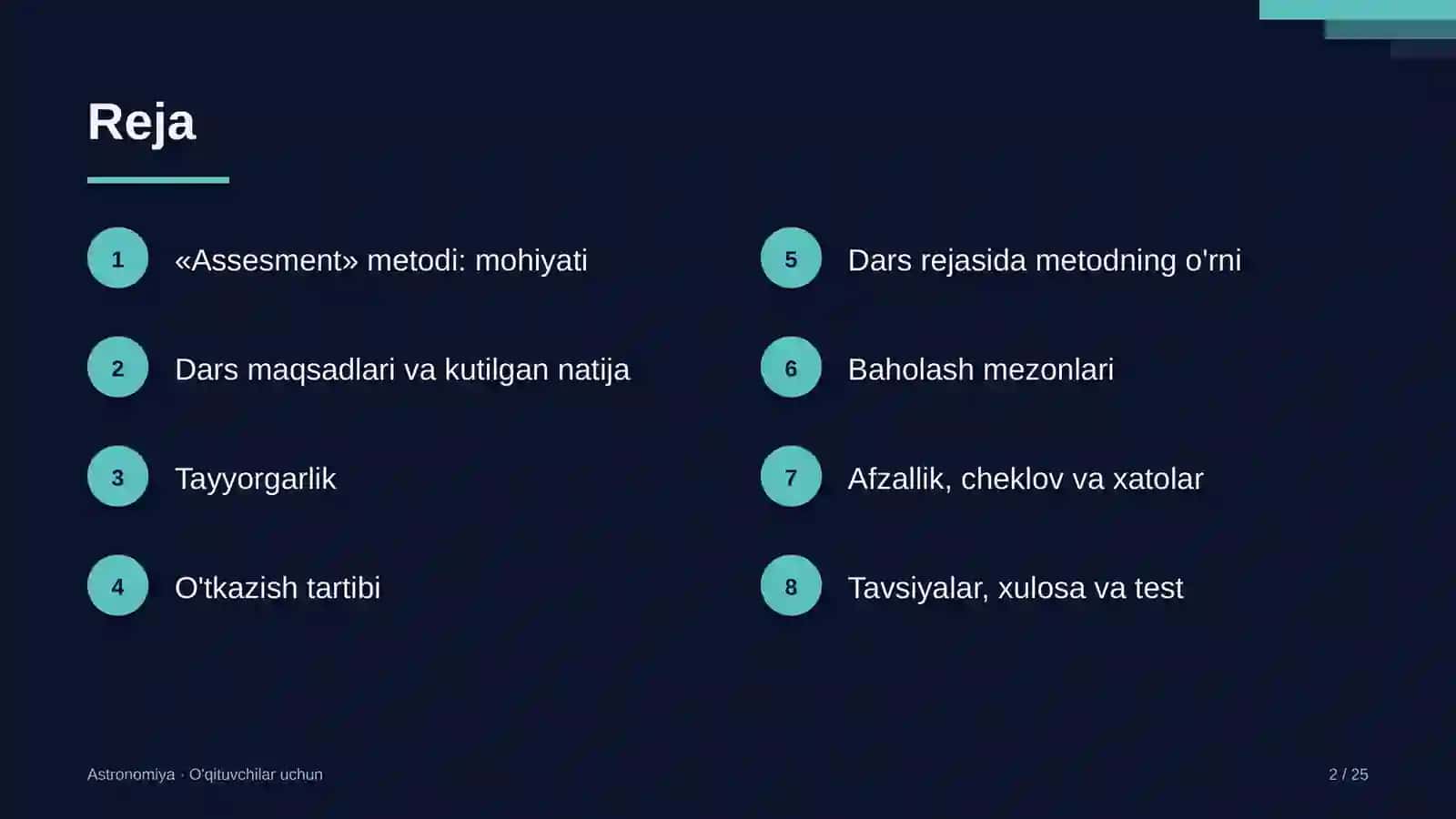 astronomiya darslarida assesment metodidan foydalanish 9899 2