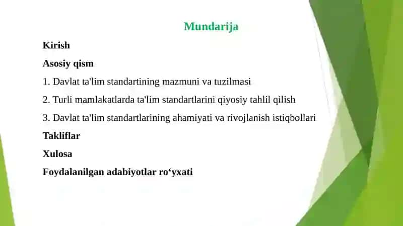 Davlat ta'lim standartlarining(DTS) mazmuni, tuzilmasi, mohiyati va qiyosiy tahlili 2