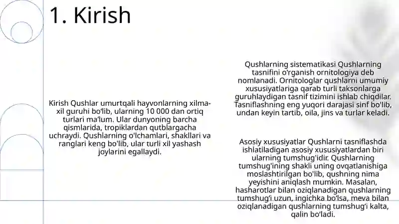 Qushlarning Sistematikasi 2